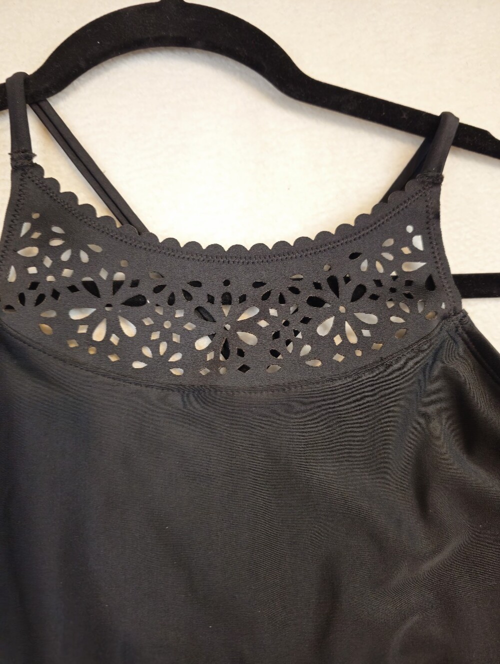 Justice Black High-Neck One-Piece Swimsuit with Laser-Cut Detail Girls Size 16 - Picture 2 of 9